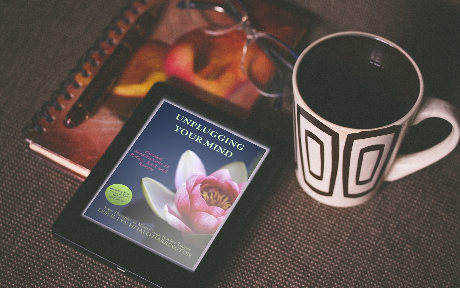 Unplugging Your Mind on a Kindle with a coffee mug